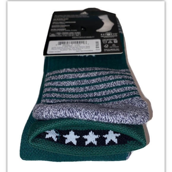 Adidas 5 Star Team Crew Socks 1 Pair Men 6.5-9 WMN 7-10 Green w White Logo Cushi - Picture 9 of 10